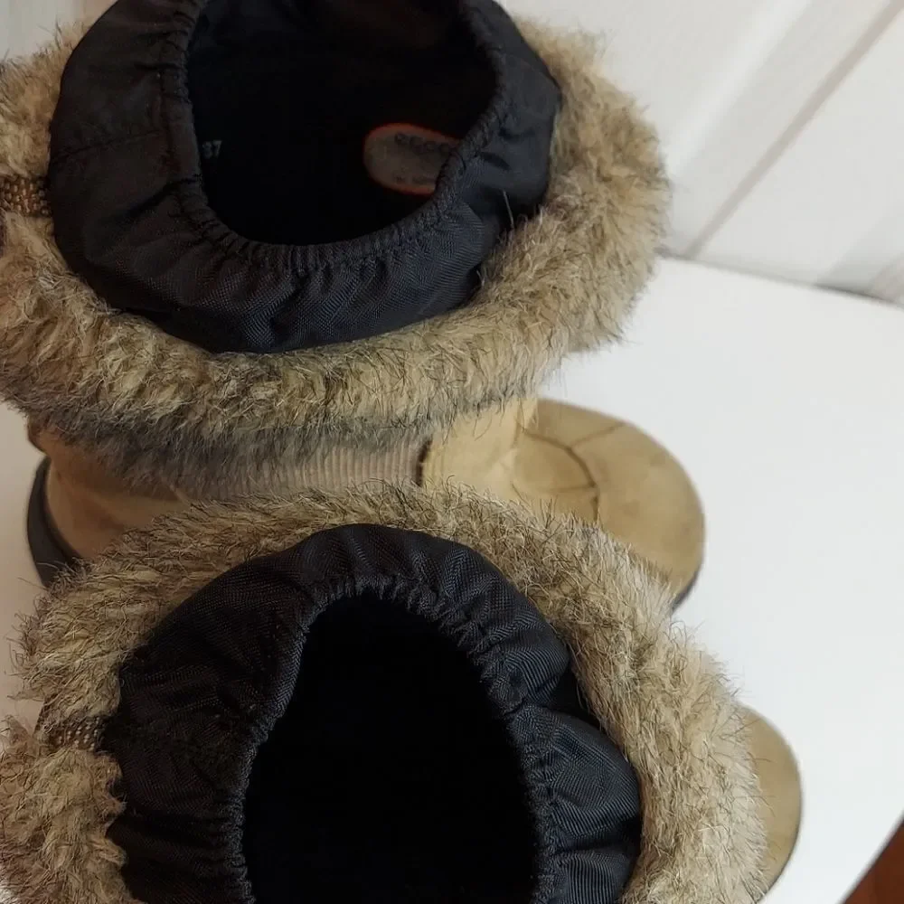 Ecco Gore-tex Fur Trim Sude Winter Boots Sz 35